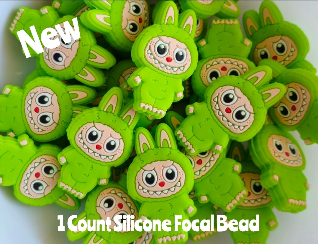 New Silicone Labubu Focal Beads 1 Count DIY Bead Supplies 4 Color Options