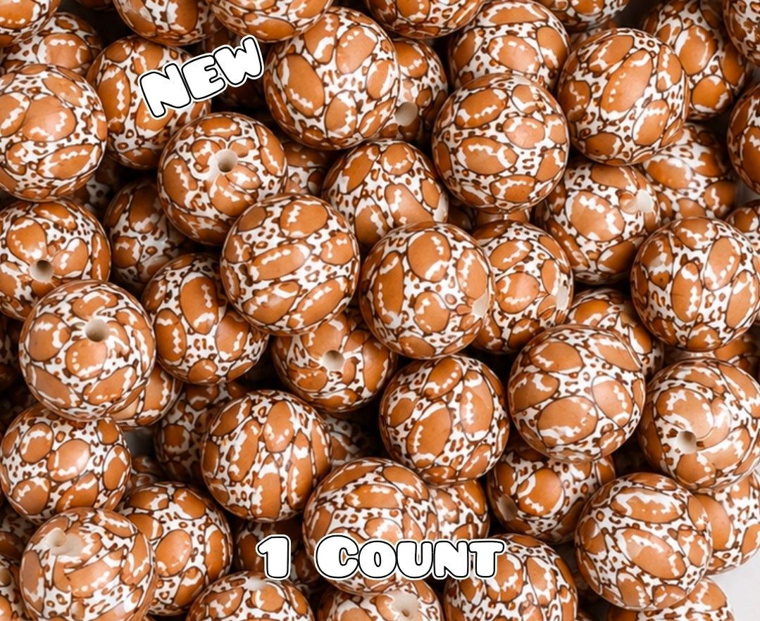 New 1 Count DIY Silicone Beads 15mm printed Shop Made Football
