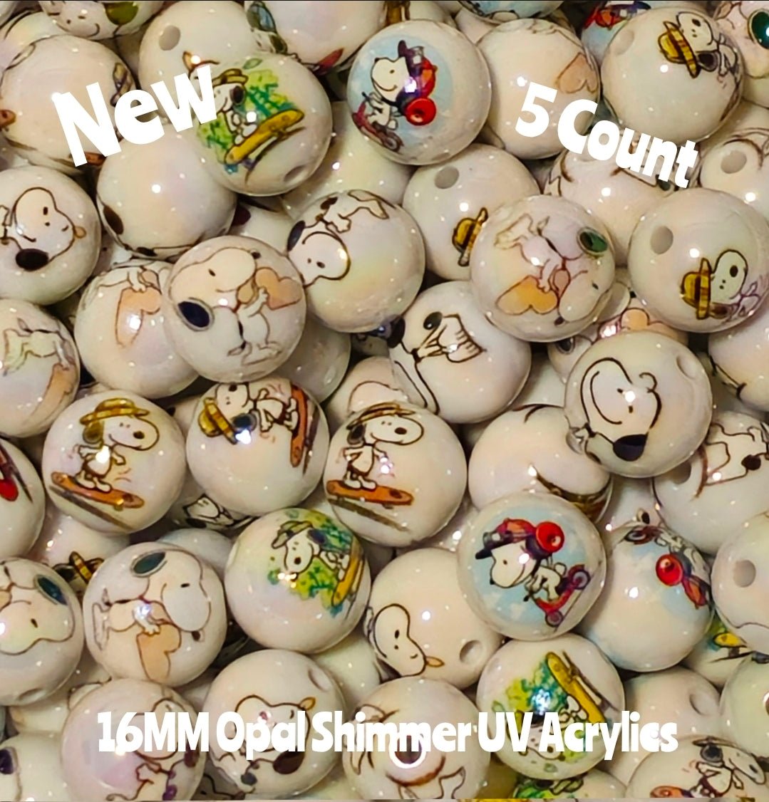 New 5 Count 16MM DIY Acrylic Beads Character Snoopy Craft Supplies