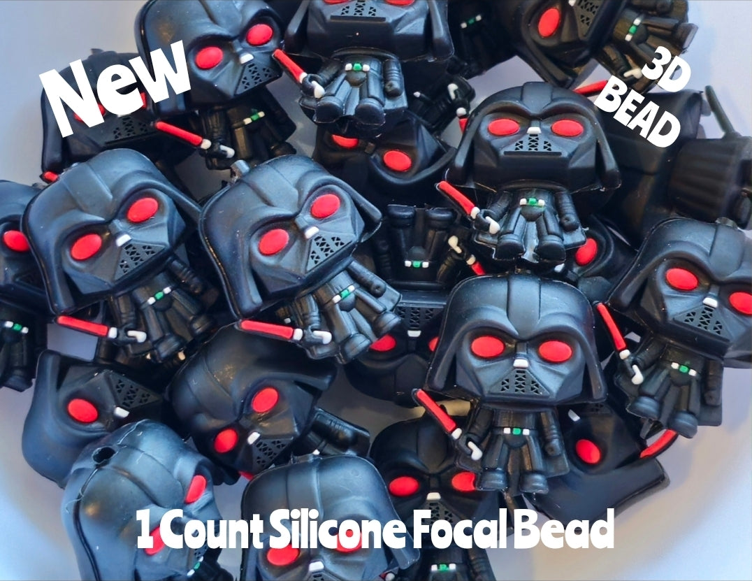 New 3D Silicone Darth Vader Focal Beads 1 Count DIY Bead Supplies