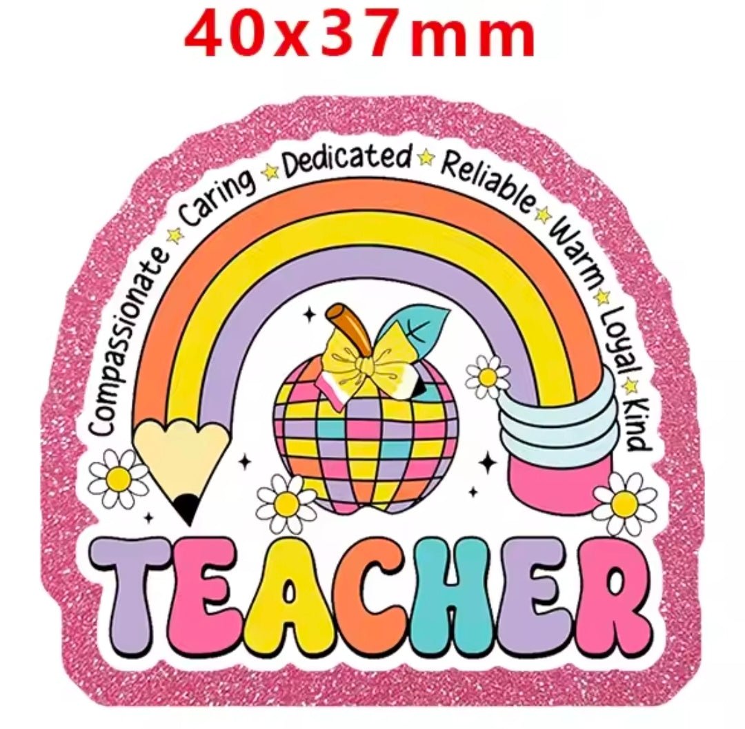 Glitter Acrylic Flatback- Acrylic Planer Resin Charm- School Teacher