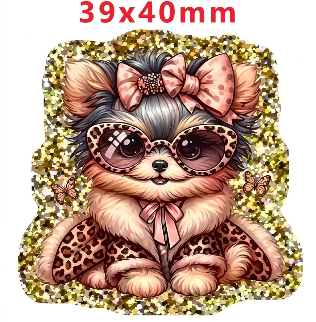 Glitter Acrylic Flatback- Acrylic Planer Resin Charm- Animal Dog