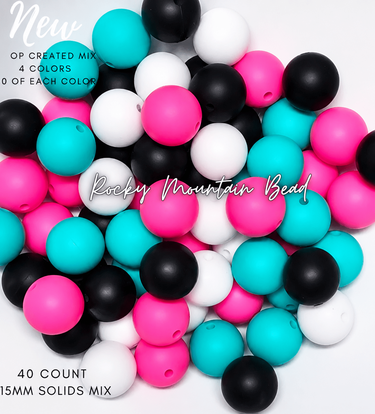 New 15 mm sassy tones silicone solid bead mix- 40 count