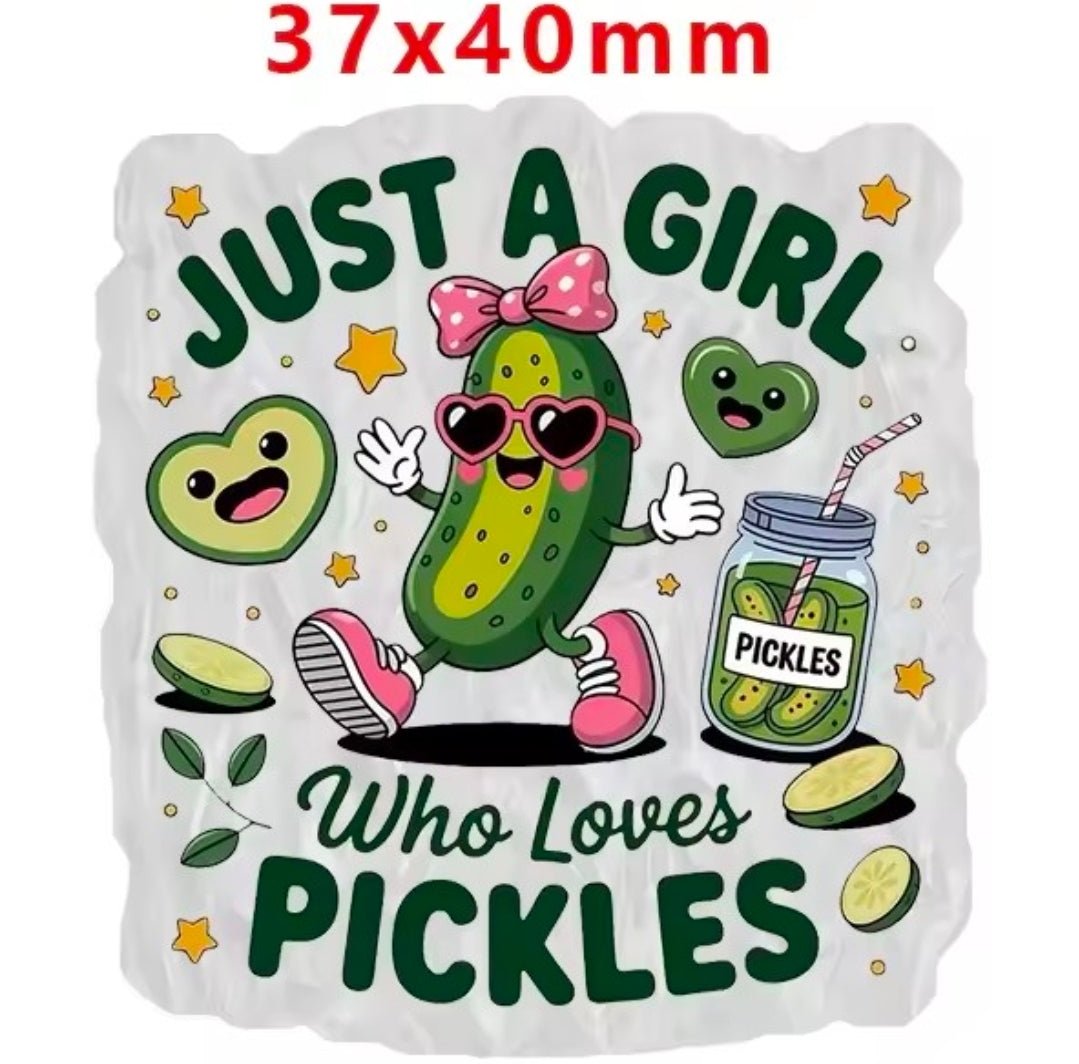 Glitter Acrylic Flatback- Acrylic Planer Resin Charm Pickels