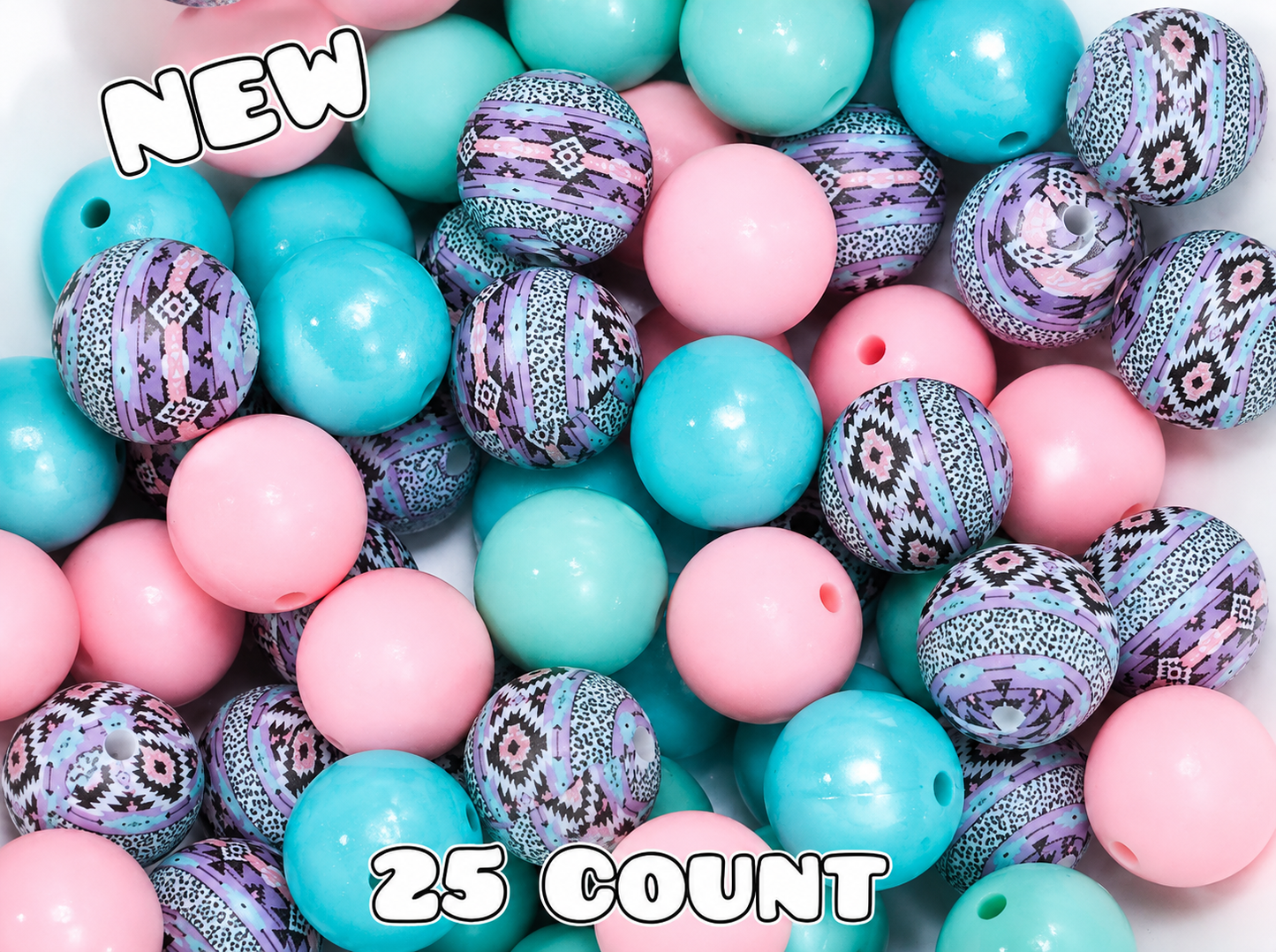 25 Count Silicone Bead Mix Opal Pastel Aztec
