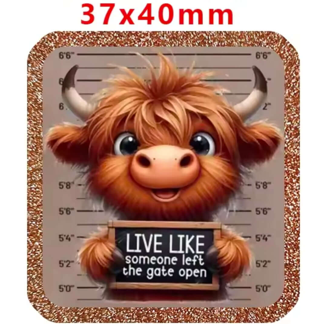 Glitter Acrylic Flatback- Acrylic Planer Resin Charm- Animal Country Cow