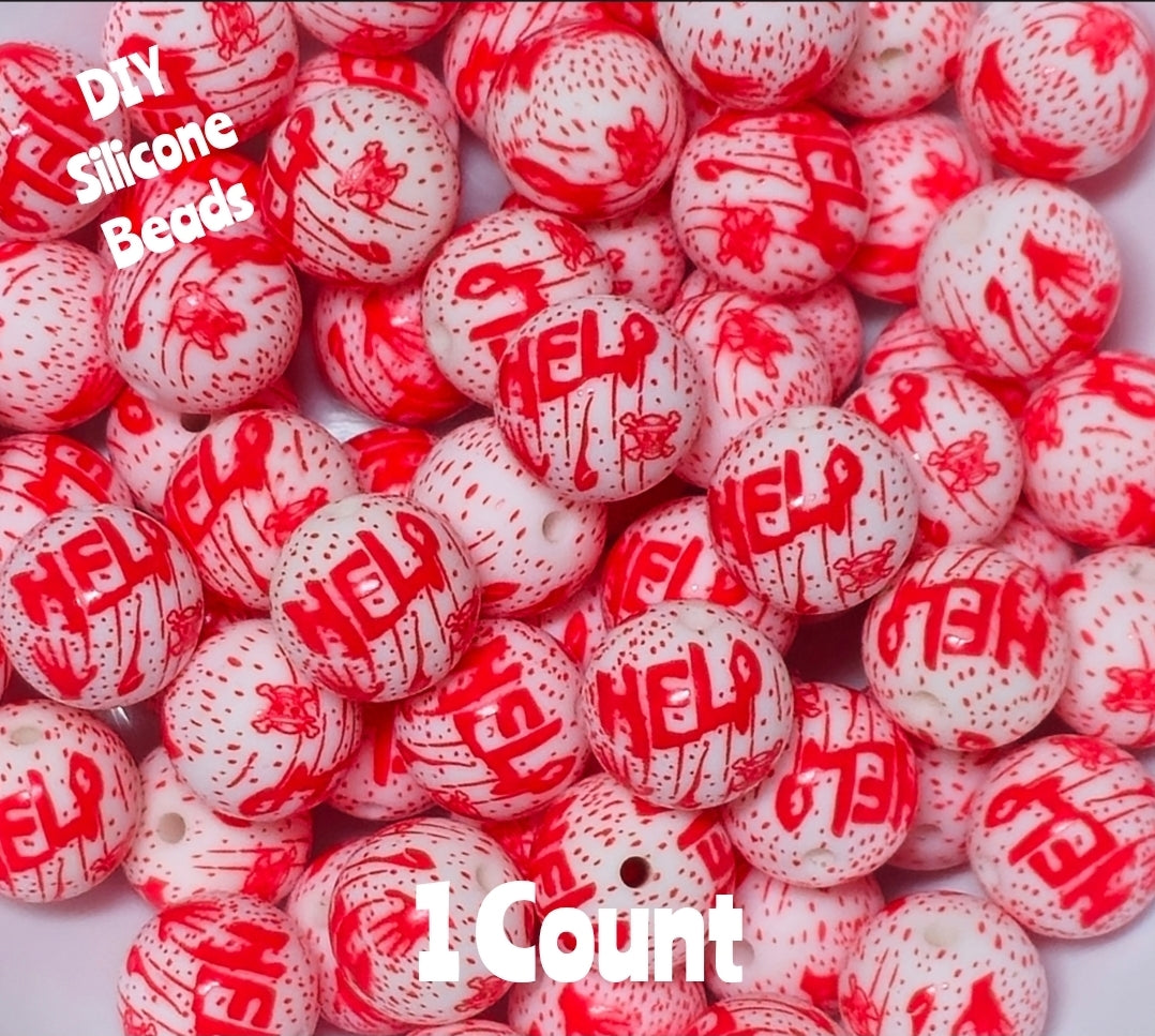 New 1 Count 15mm Printed Beads Halloween Horror DIY beads Craft Supplies