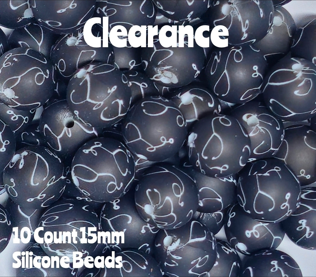 10 Count DIY 15MM Silicone Printed Beads Bead Supplies Sethoscope Medical Makes them around .17 cents each