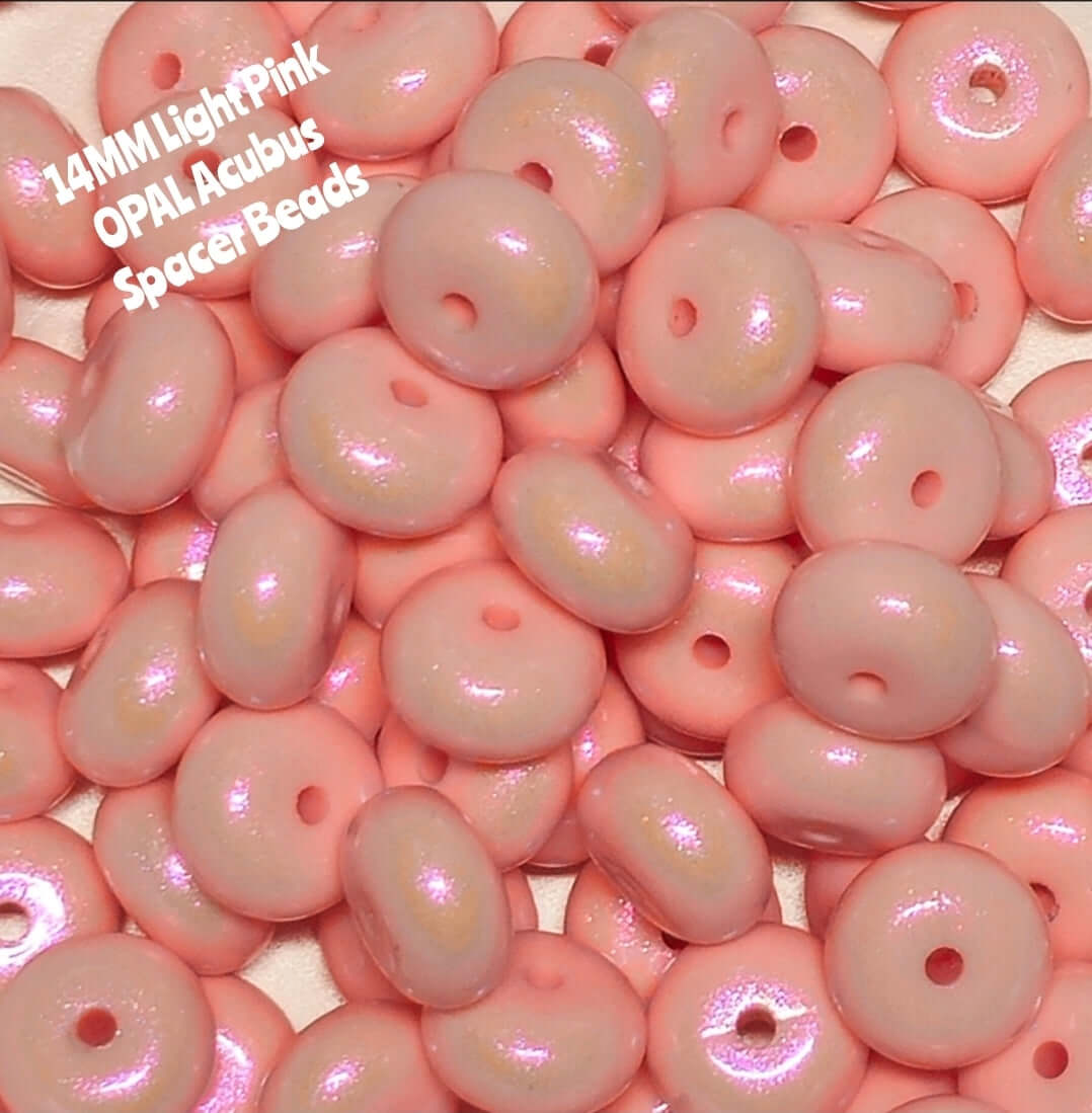 1 Count DIY 14 MM LIGHT PINK Silicone OPAL Acubus Spacer Beads Craft Supplies