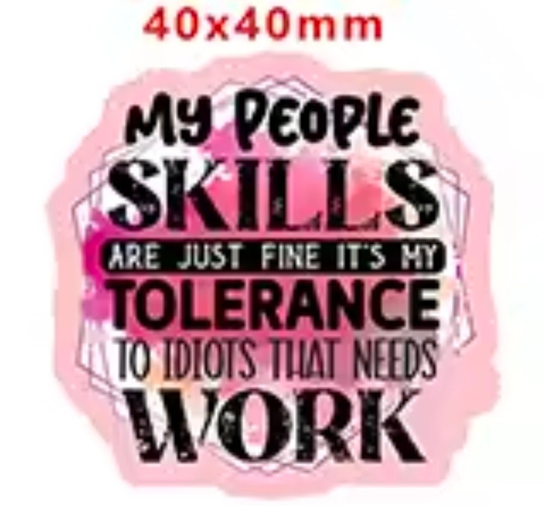 Glitter Acrylic Flatback- Acrylic Planer Resin Charm Sarcastic People Skills