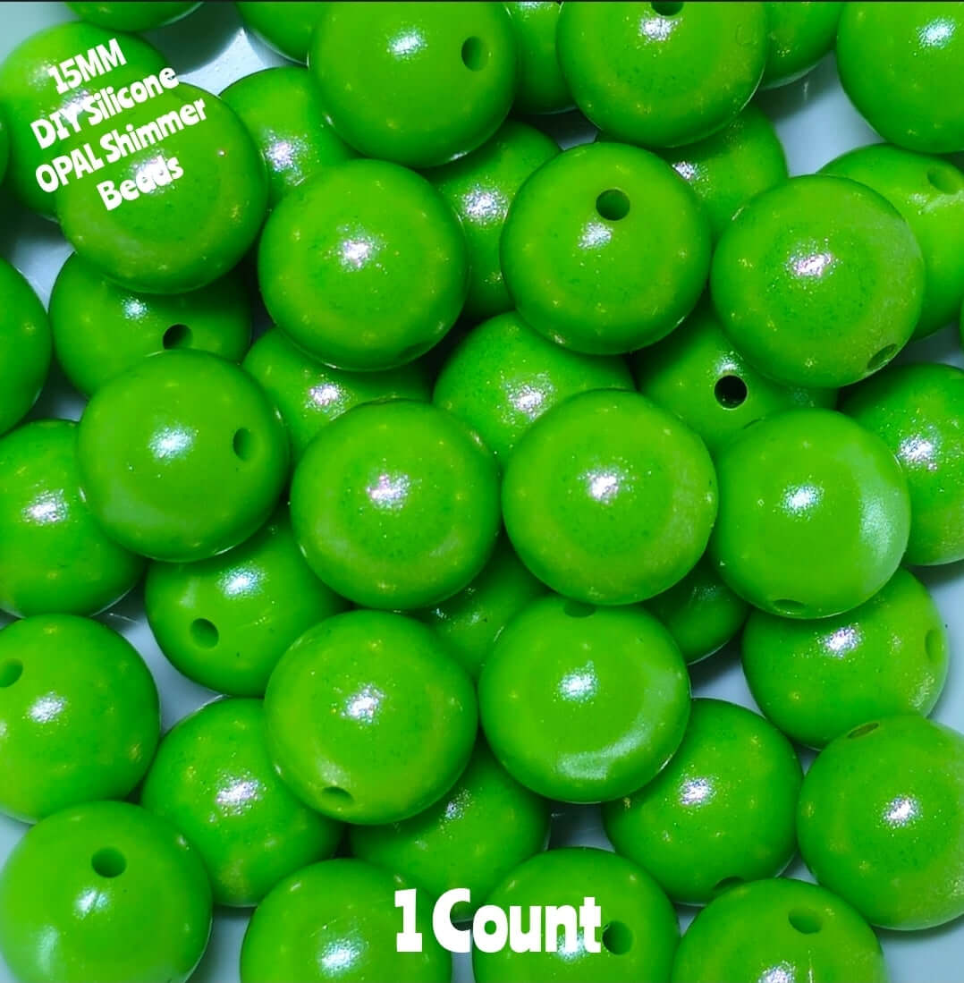 New 1 Count 15mm DIY Silicone Solid OPALS Crazy Grass Green Craft Supplies & ACCESSORIES