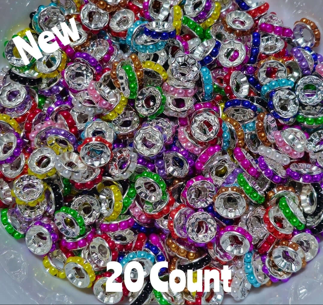20 Count DIY 11MM Large Hole Multi Color Pearl Spacers Mix Beads Craft Supplies