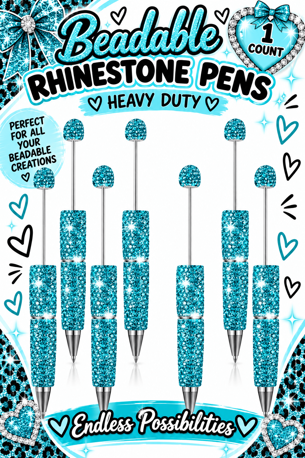 1 Count Beabable PEN Blanks Rhinestone Pen Aqua