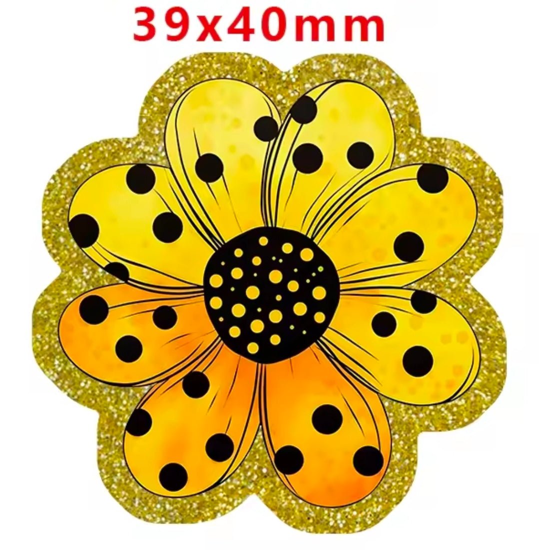 Glitter Acrylic Flatback- Acrylic Planer Resin Charm- Flower