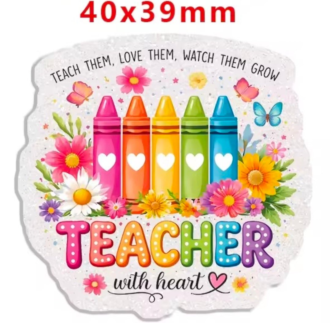 Glitter Acrylic Flatback- Acrylic Planer Resin Charm School Teacher