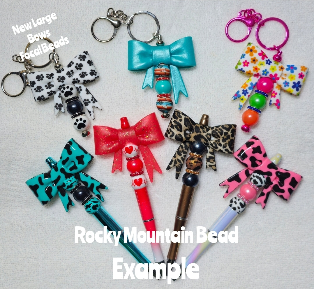 New Viral Silicone Large Printed Bows DIY Focal Bead 1 Count Craft Supplies