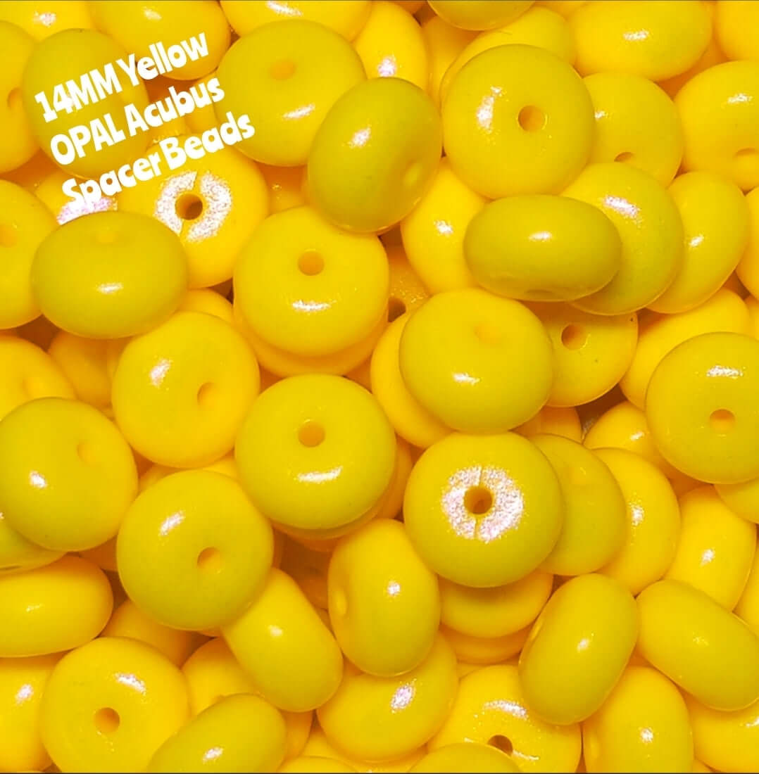 1 Count DIY 14 MM YELLOW Silicone OPAL Acubus Spacer Beads Craft Supplies
