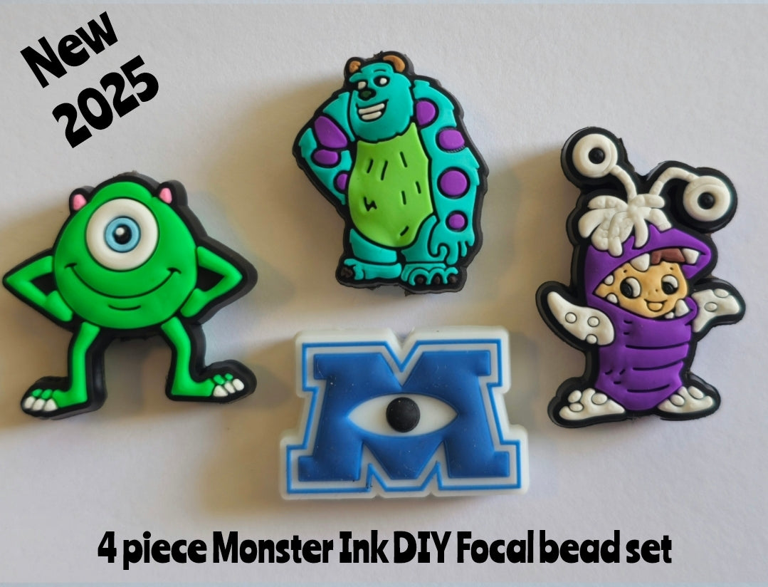 New 4 piece Monster Ink focal bead set
