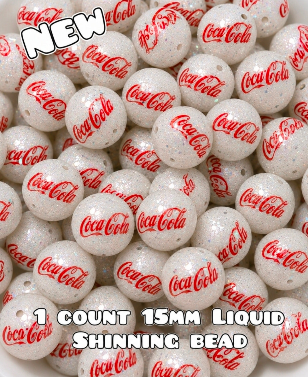 New 1 Count Shop Exclusive DIY Silicone Beads 15mm printed Shiny Glossy Beads