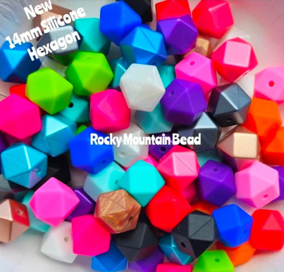 Silicona 30 unidades 14 mm mezcla de cuentas hexagonales