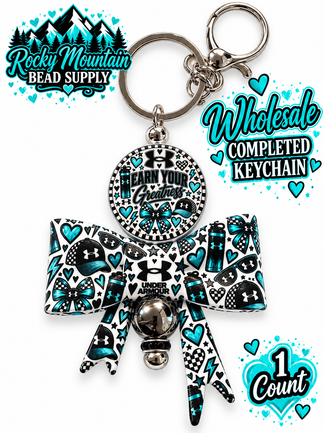New 1 Count Completed Beadable KEYCHAIN Exclusive Design Wholesale