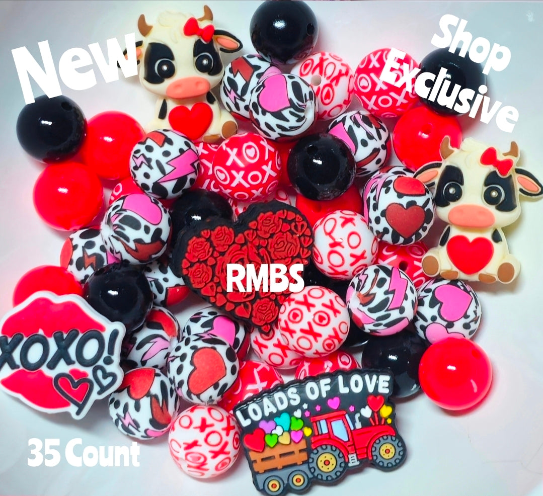 New Valentines Mix 35 Count Limited Edition Shop Created Bead Mix Includes 5 Focals