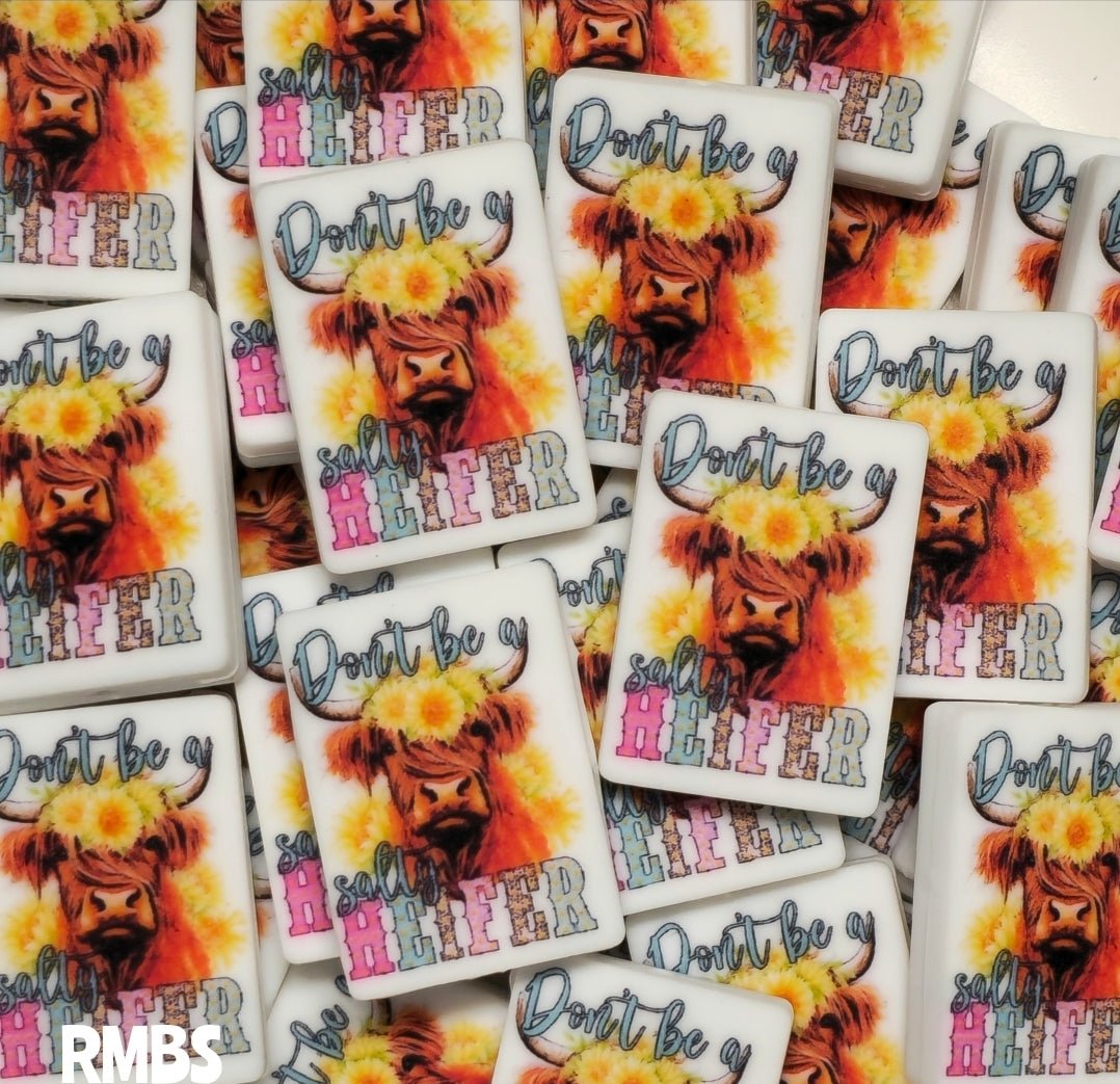 DIY Silicone Printed Focal Beads - 1 Count Bead Charms Craft Supplies Cow Don't Be A Salty Heifer