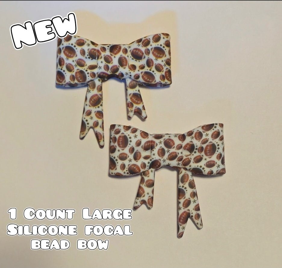 1 Count Large Silicone Printed Bow Focal Beads. Bow beadable accessories