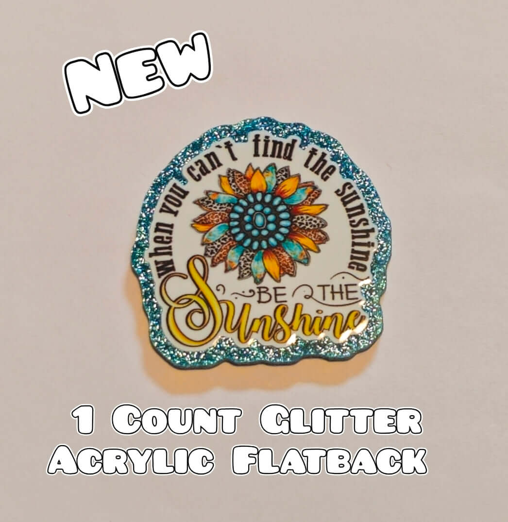 Glitter Acrylic Flatback- Acrylic Planer Resin Charm- Sunshine