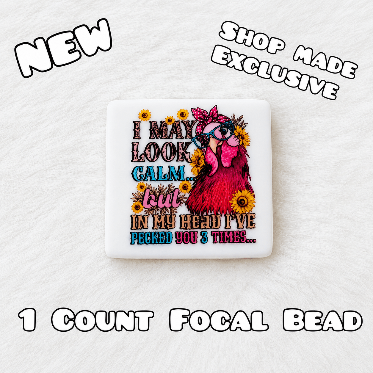 DIY Silicone Printed Focal Beads - 1 Count Bead Charms Craft Supplies Sassy Chicken