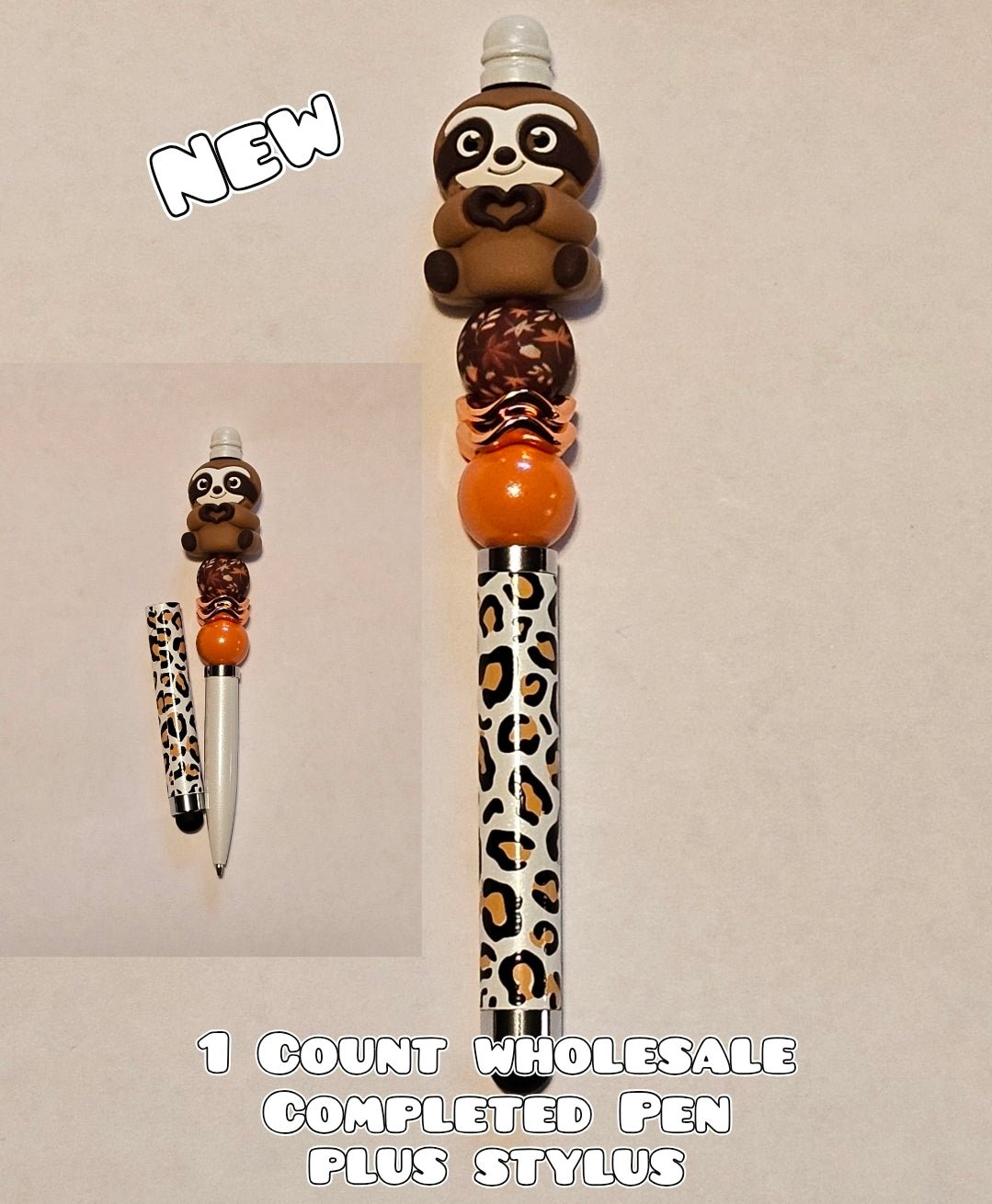 Wholesale 1 Count Beadable Pen Stylus Sloth