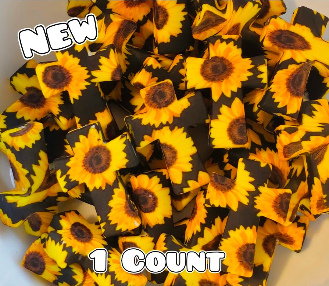 New 1 Count Focal Bead Cross Sunflowers