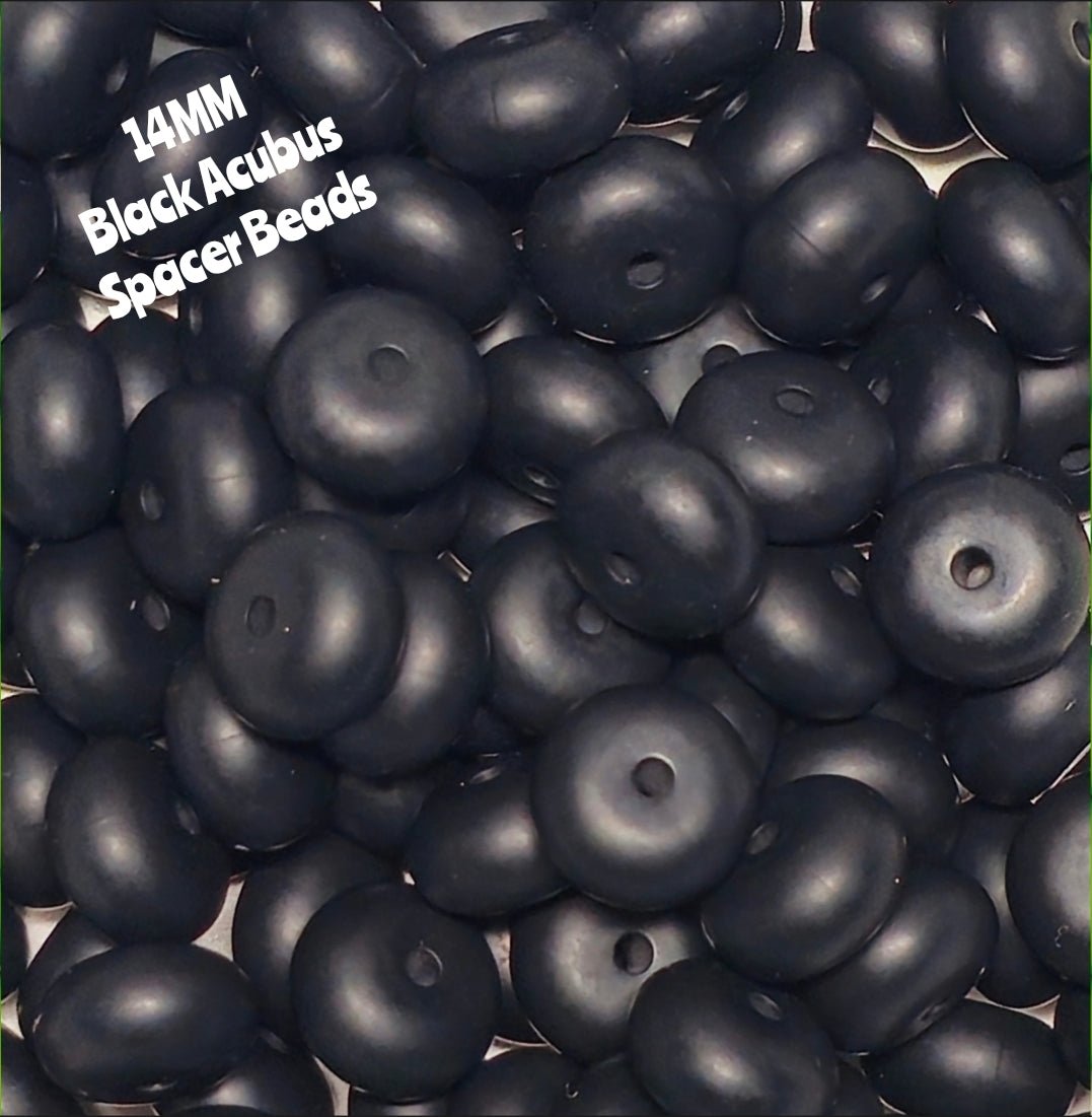 1 Count DIY 14MM BLACK Silicone Acubus Spacer Beads Craft Supplies