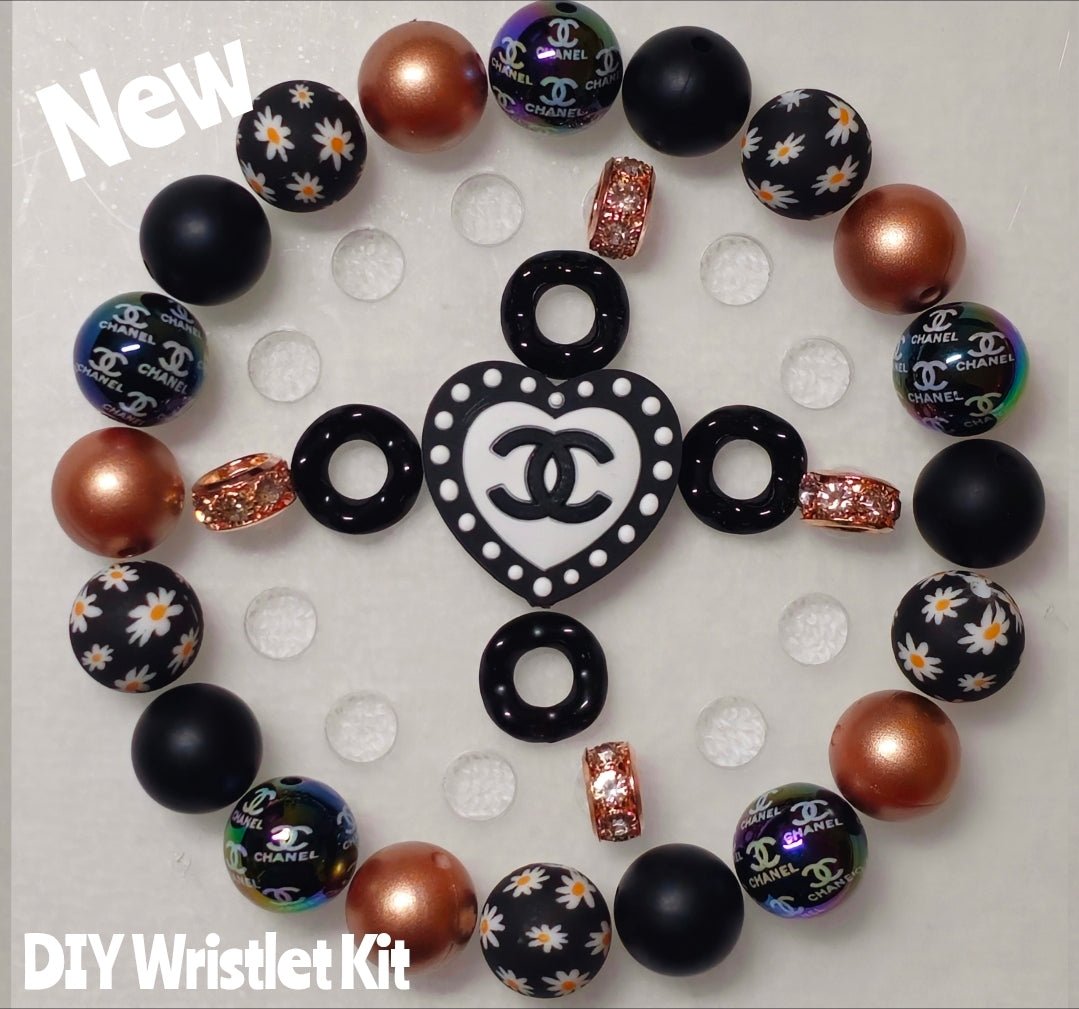 New 1 Count DIY Deluxe Beadable Wristlet Kit- Luxury Fall CC BLACK Beadable Accessories