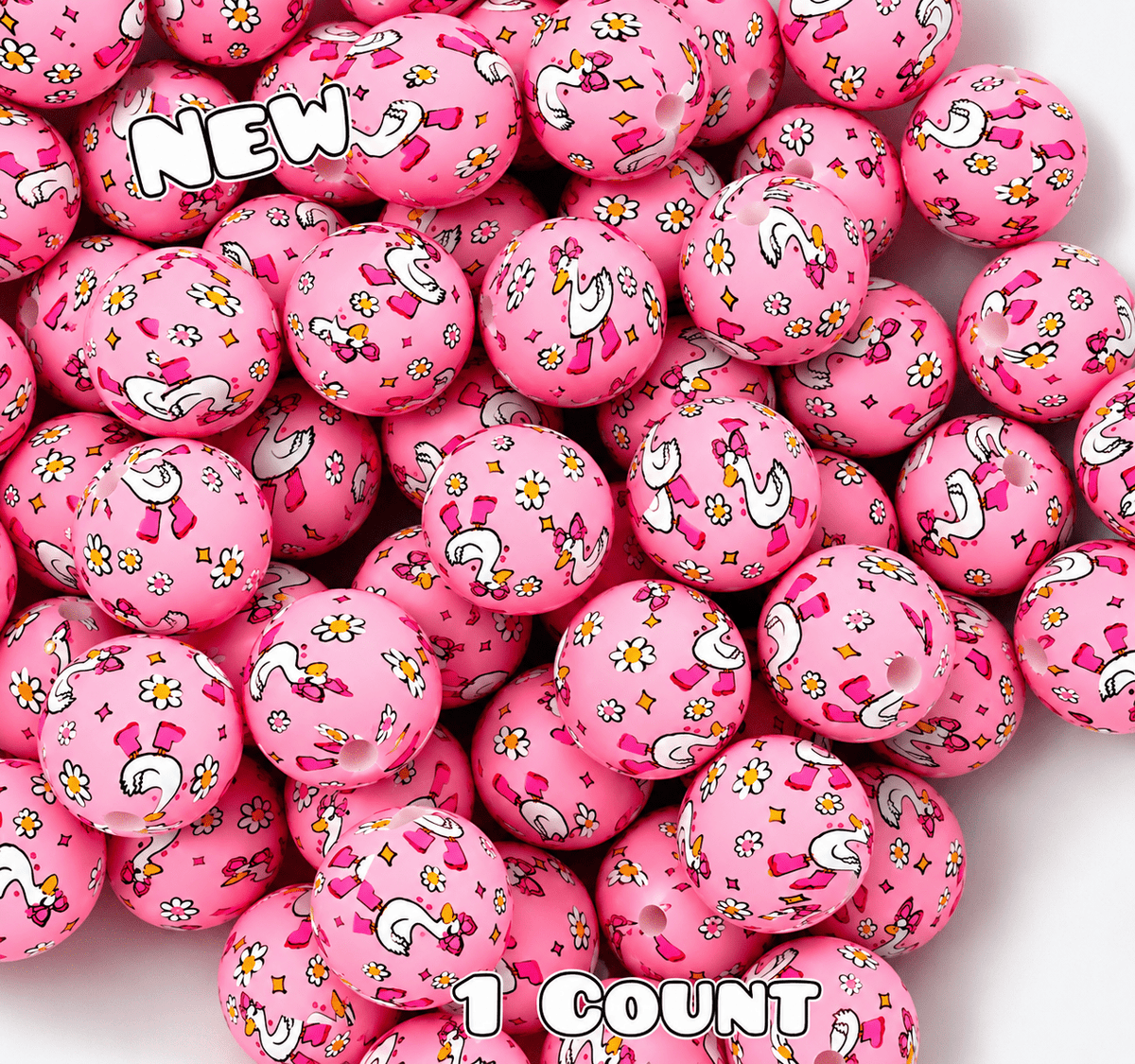 New 1 Count DIY Silicone Beads 15mm printed Silly Goose