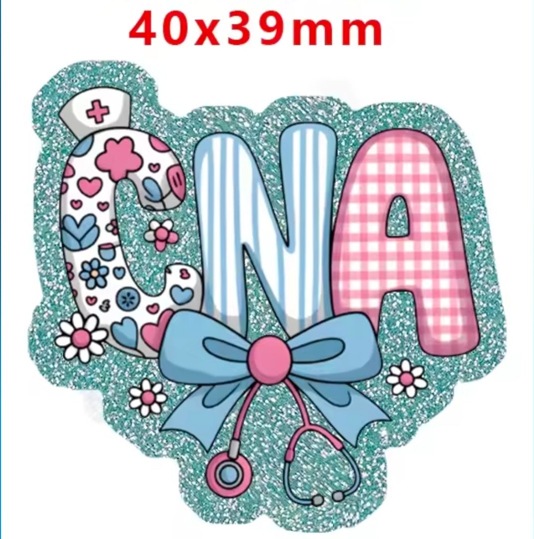 Glitter Acrylic Flatback- Acrylic Planer Resin Charm- Medical CNA