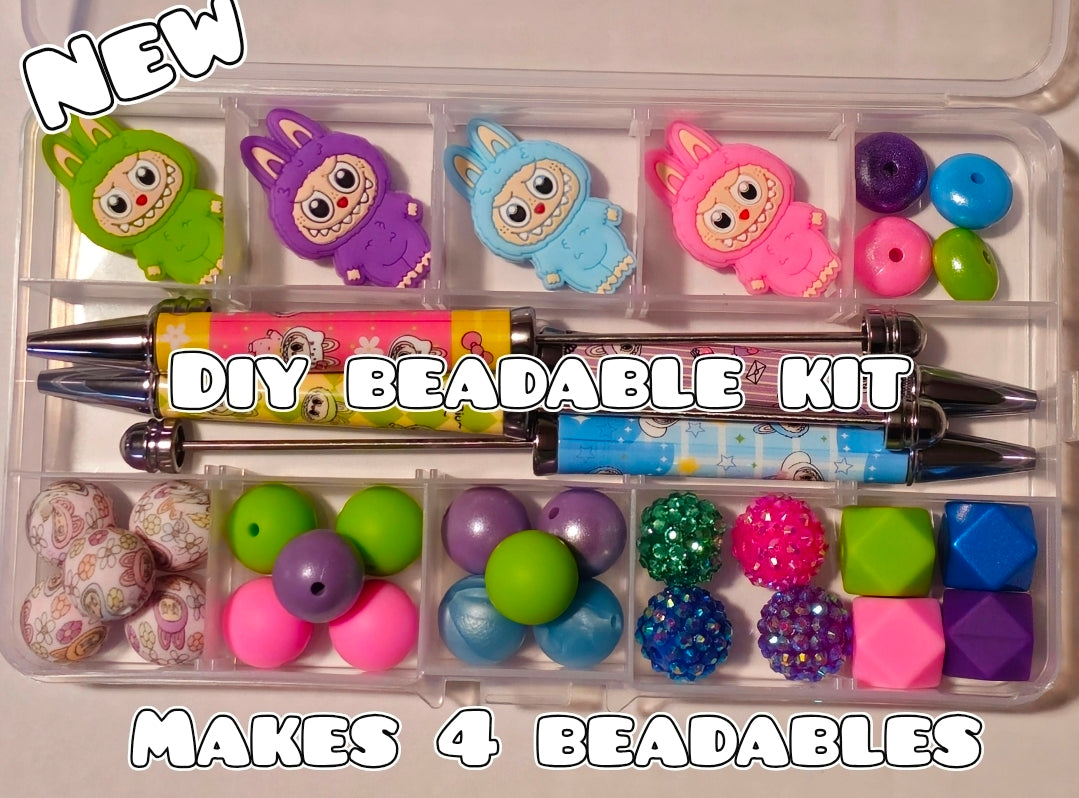 New Deluxe LARGE 4 Piece Beadable DIY Bead Kit Craft Kit