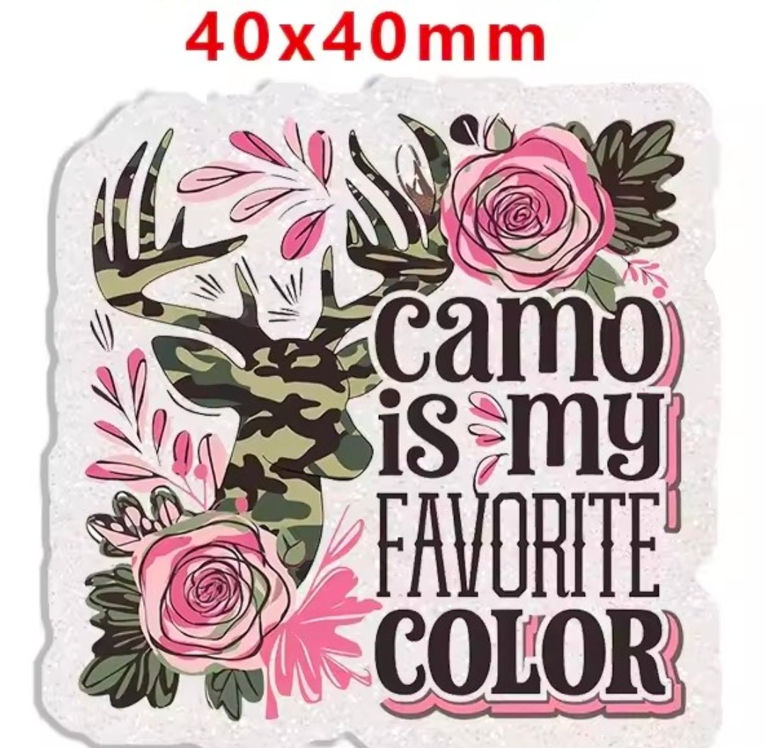 Glitter Acrylic Flatback- Acrylic Planer Resin Charm Camo Is My Favorite color