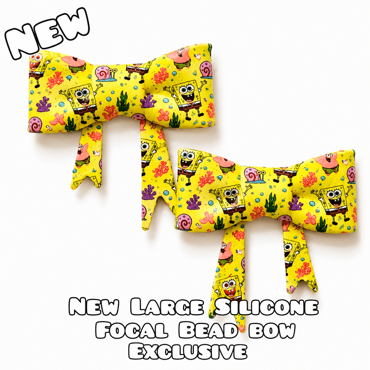 1 Count New Release Silicone Focal Bead Bow Exclusive SpongeBob
