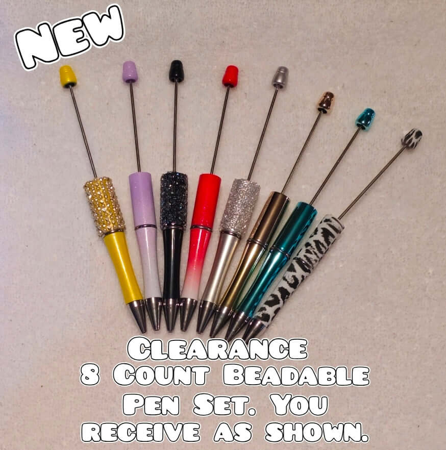 8 Count Beadable Plastic Pen Set
