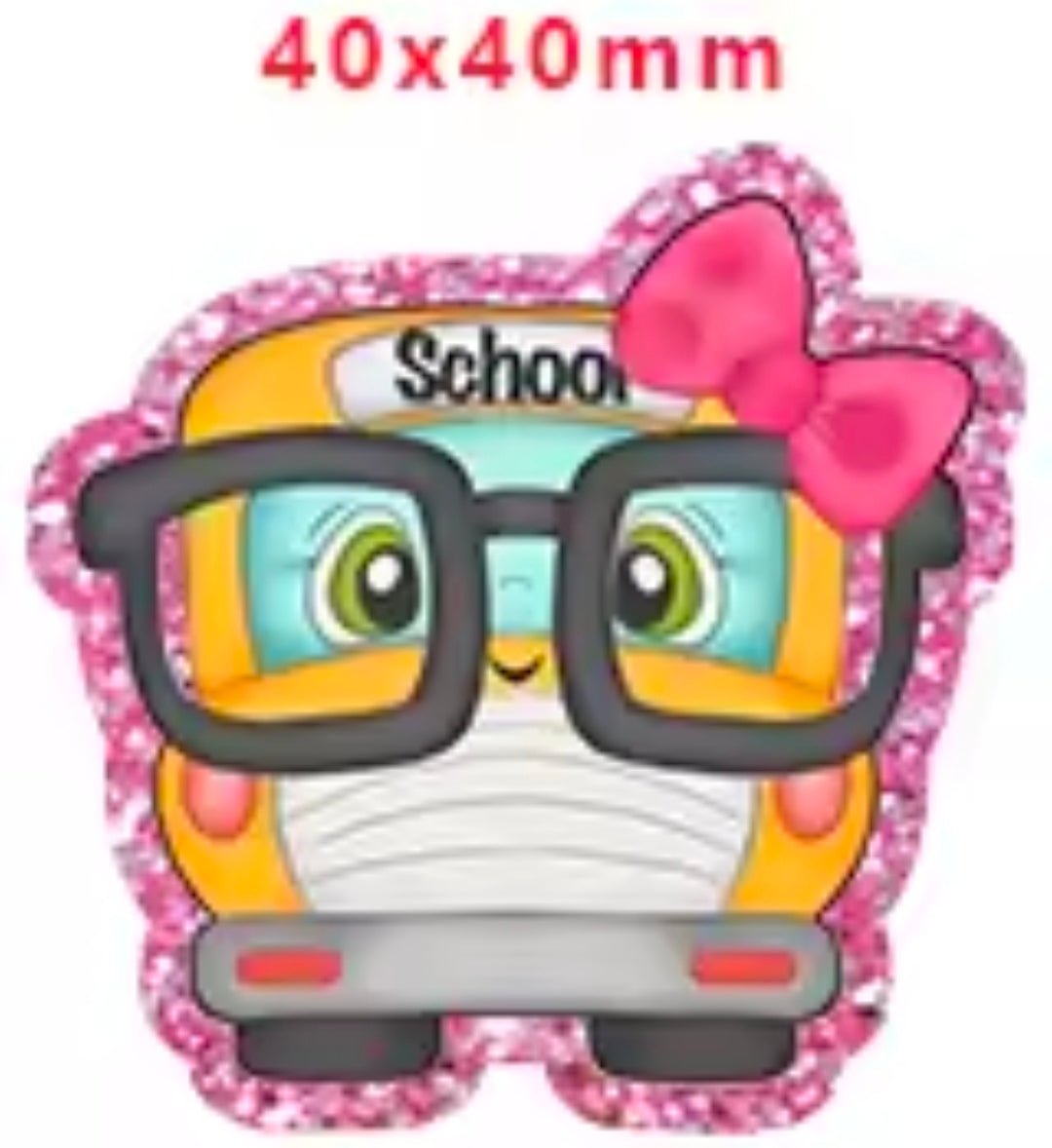 Glitter Acrylic Flatback- Acrylic Planer Resin Charm School Bus