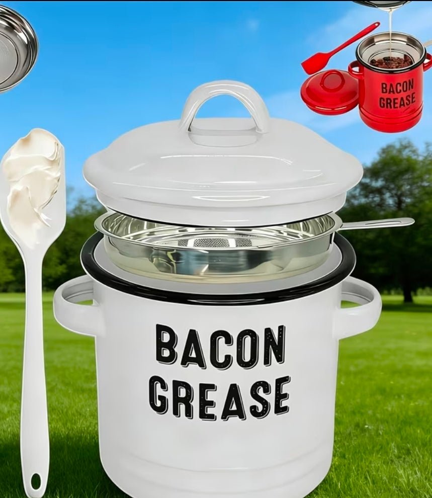 Bacon Grease Storage Container 6 Piece Set White