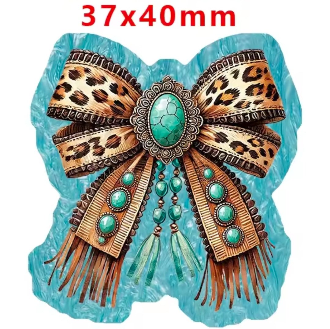 Glitter Acrylic Flatback- Acrylic Planer Resin Charm Western bow
