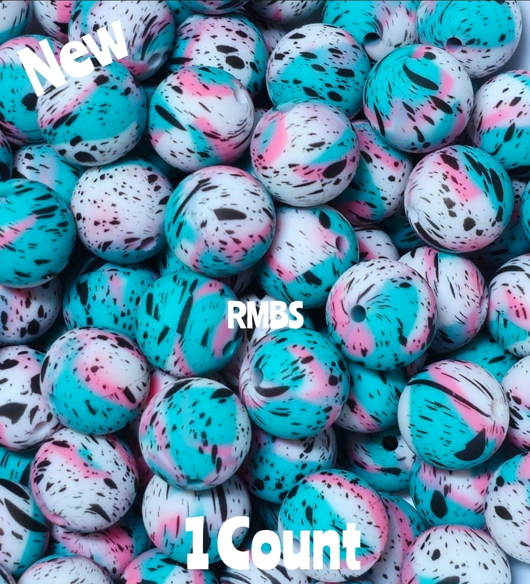 New 1 Count 15mm Printed Beads Splatter Beads Beads Craft Supplies