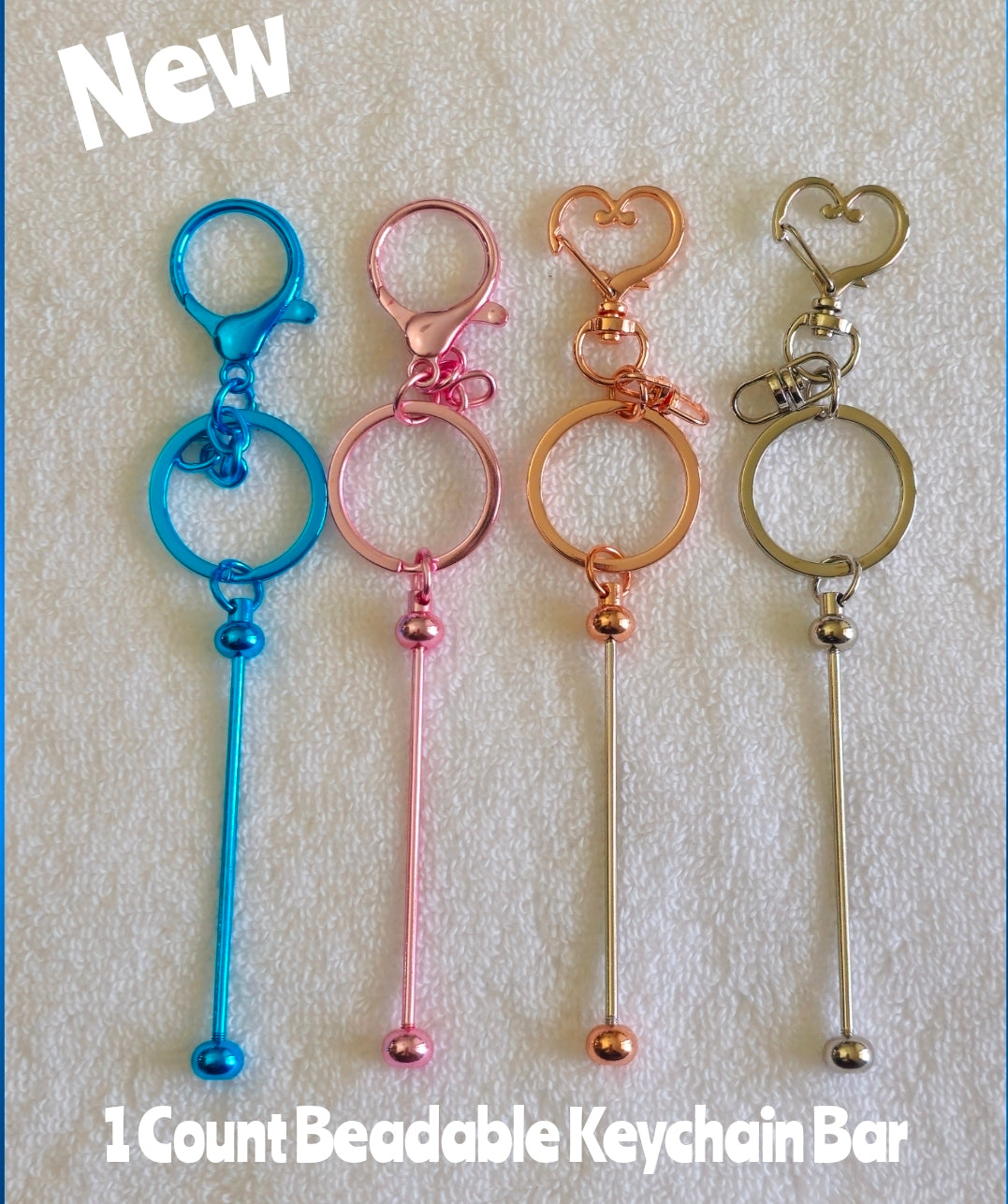 New 1 Count Beadable Keychain Bars DIY Beadable Blanks