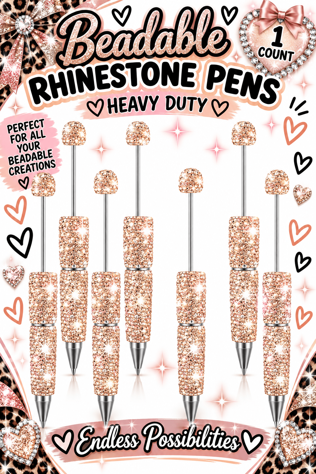1 Count Beabable PEN Blanks Rhinestone Pen Champaign