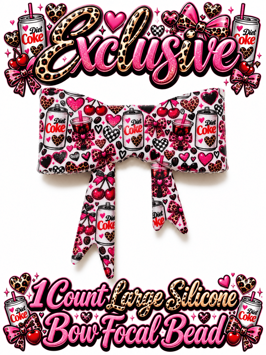 New Shop Exclusive 1 Count Large Silicone Bow DIET COKE
