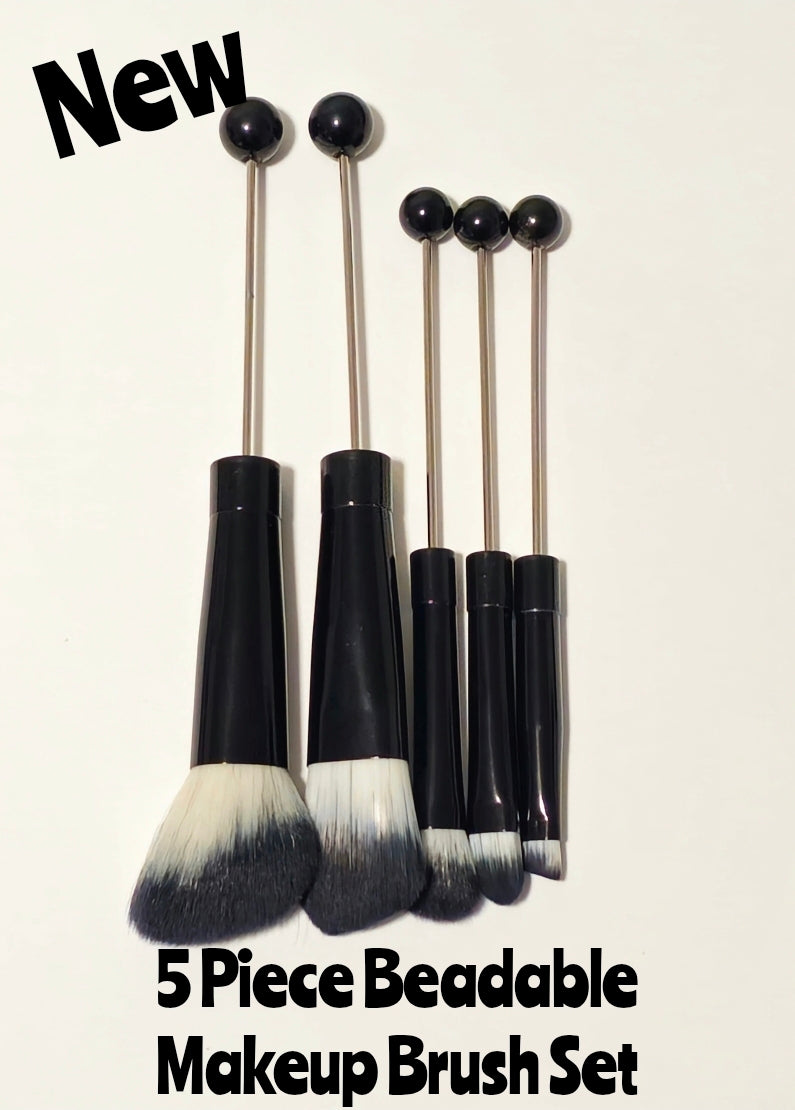New 1 Count Beadable Makeup Brush Set Black
