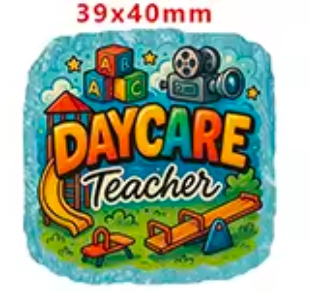 Glitter Acrylic Flatback- Acrylic Planer Resin Charm Daycare Teacher