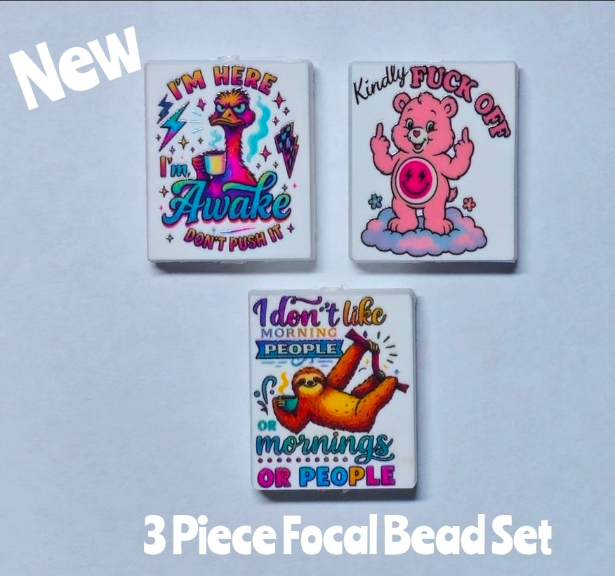 New 3 Count Sassy Focal Bead Set